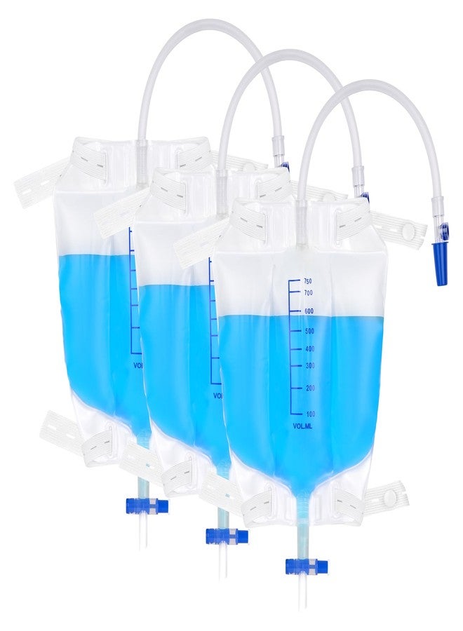 BeHerk 750 mL Catheter Leg Bag for Men and Women 3 Pack Urinary Drainage Bag with Anti-Reflux Valve, Adjustable Cloth Straps, Non-Woven Fabric Back Fit Design, Split Urine Bag - Image 1