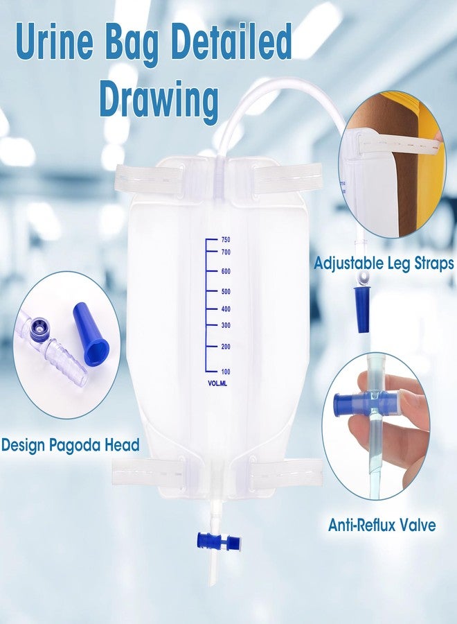 BeHerk 750 mL Catheter Leg Bag for Men and Women 3 Pack Urinary Drainage Bag with Anti-Reflux Valve, Adjustable Cloth Straps, Non-Woven Fabric Back Fit Design, Split Urine Bag - Image 4