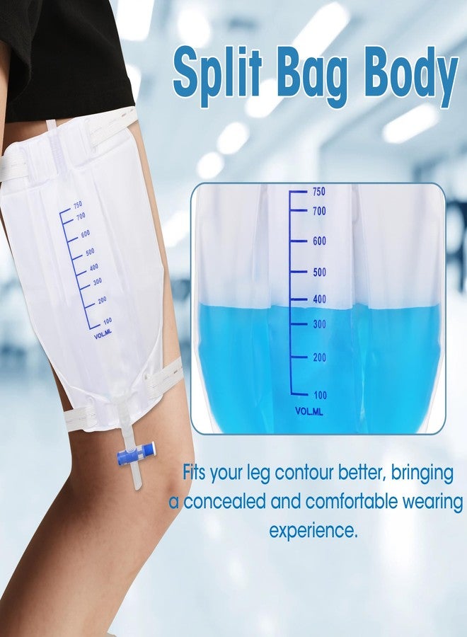 BeHerk 750 mL Catheter Leg Bag for Men and Women 3 Pack Urinary Drainage Bag with Anti-Reflux Valve, Adjustable Cloth Straps, Non-Woven Fabric Back Fit Design, Split Urine Bag - Image 2