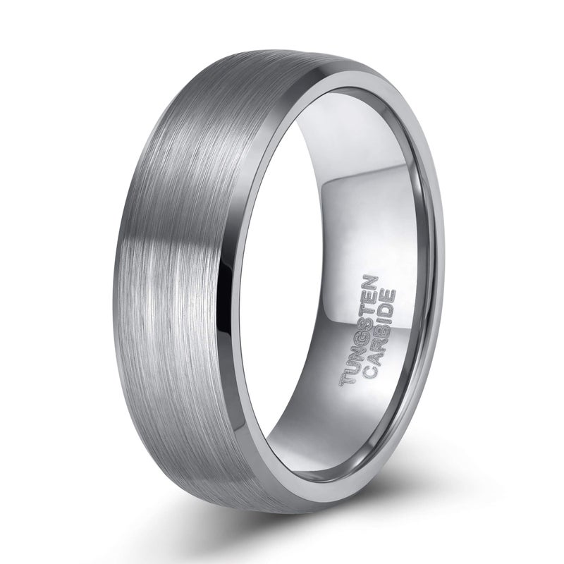 TRUMIUM خاتم زفاف فضي من كربيد التنجستن TRUMIUM مقاس 13 للنساء والرجال بسمك 6 مم، مصقول غير لامع ومريح - Image 1