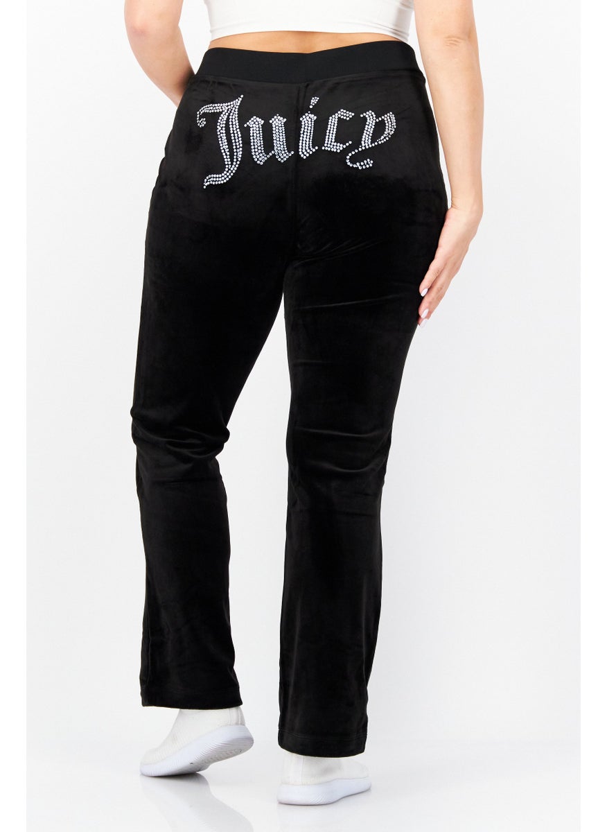 Juicy Couture - Women Textured Pull-On Palazzo Pants, Black - Image 1