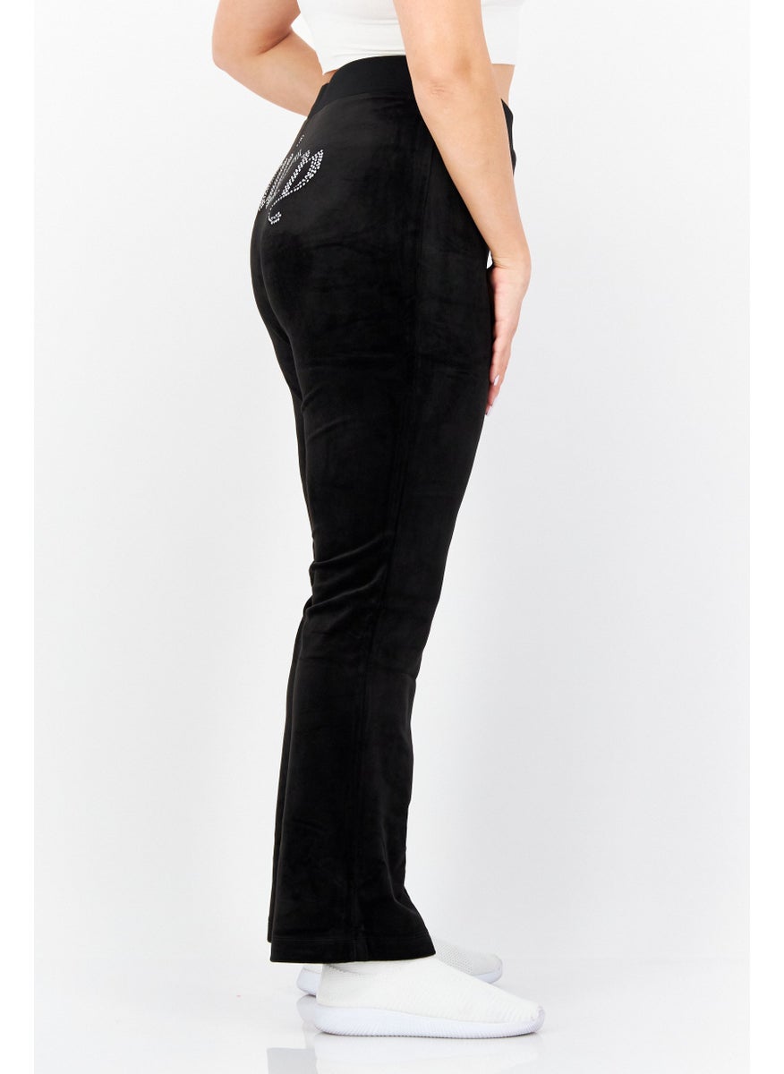 Juicy Couture - Women Textured Pull-On Palazzo Pants, Black - Image 1