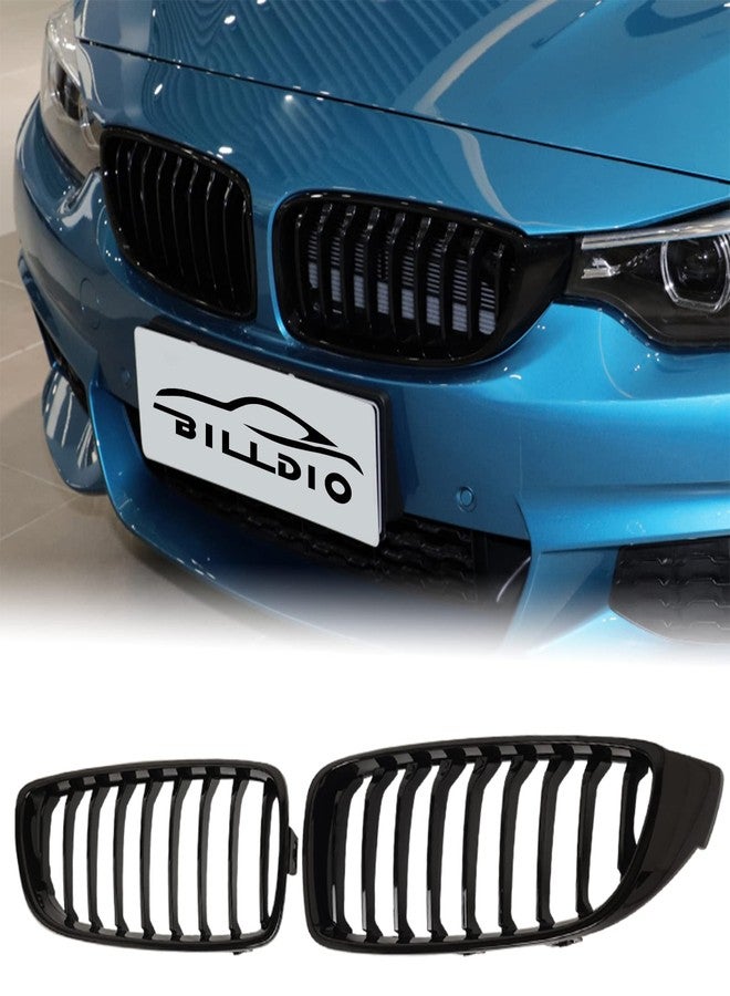 BILLDIO F32 Grille - Black Kidney Single slats Grill Compatible With BMW 4 Series F32/F33/F36 2014-2020 428i 430i 435i 440i, 2015-2019 M4 F82 F83 3 Series M3 F80,ABS Gloss Black Kidney Grill - Image 1