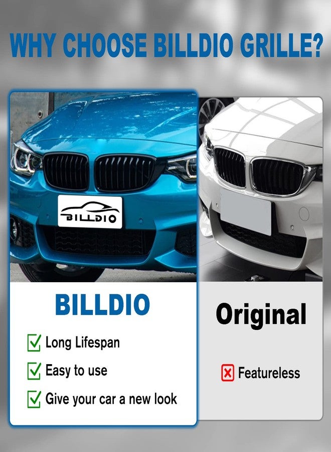 BILLDIO F32 Grille - Black Kidney Single slats Grill Compatible With BMW 4 Series F32/F33/F36 2014-2020 428i 430i 435i 440i, 2015-2019 M4 F82 F83 3 Series M3 F80,ABS Gloss Black Kidney Grill - Image 5