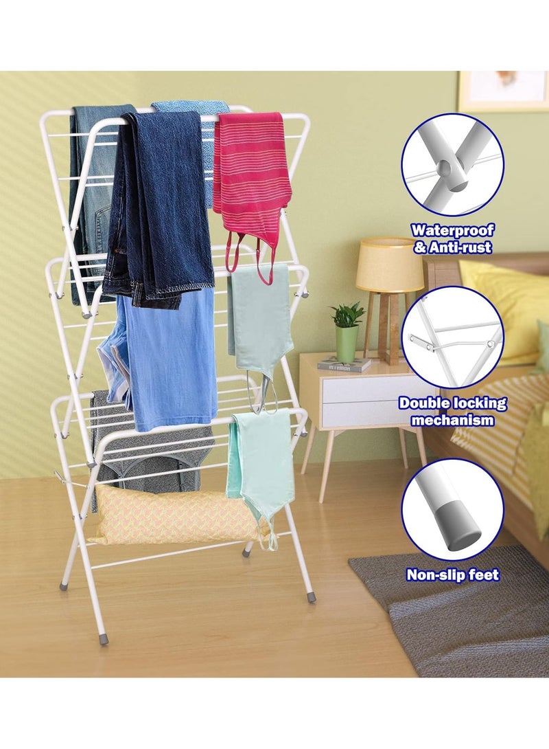 DubaiGallery 3-Tier Foldable Drying Rack Hang Clothes Towel Laundry Dryer for Indoor, Outdoor - Image 4