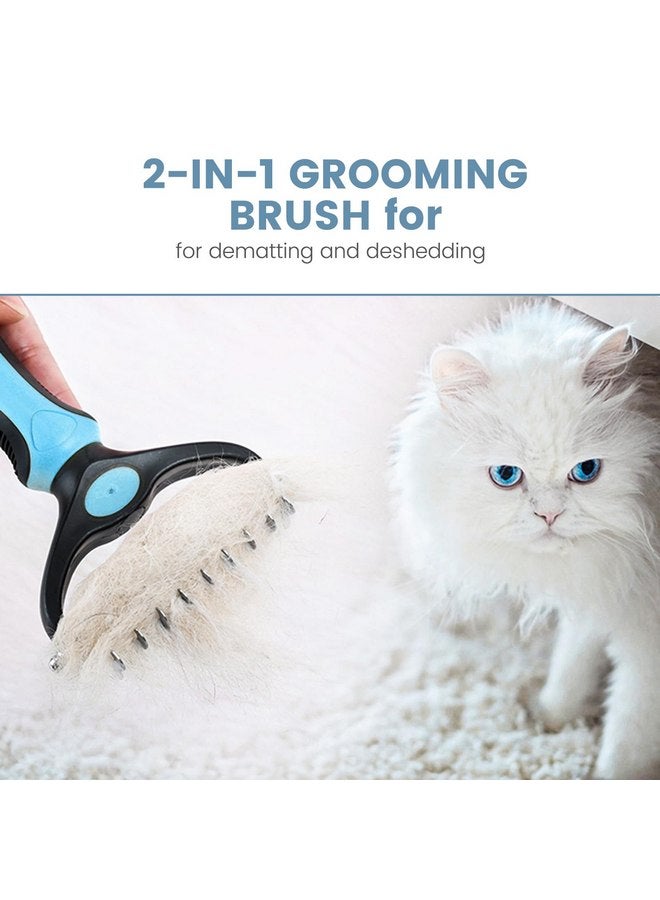 Generic Cat Brush Dog Brush for Shedding,Pet Grooming Brush,Dematting Deshedding Brush Dogs Shedding Tool for Long matted Haired Pets,Dogs &Cats-Safe and Effective Dematting Comb, Large, blue - Image 2