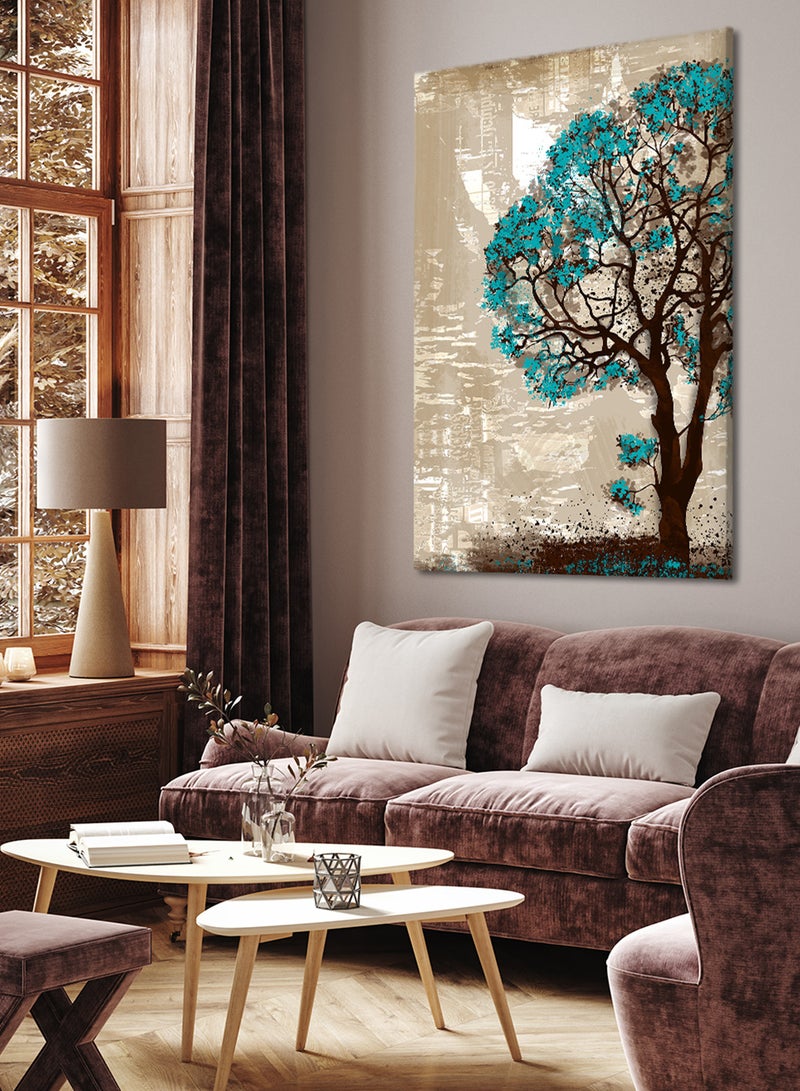 لوحة كانفاس على إطار خشبي بتصميم فن تجريدي شجرة - Image 1