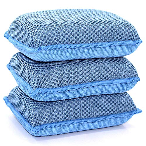 SCRUBIT Miracle Microfiber Kitchen Sponge by ScrubIt NonScratch Heavy Duty Dishwashing Cleaning sponges Machine Washable Blue - Image 5