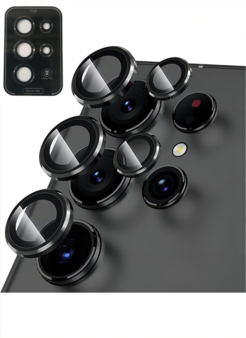 Generic - Camera Lens Glass Protector With Ring For Samsung Galaxy S24 Ultra - Black - Image 1