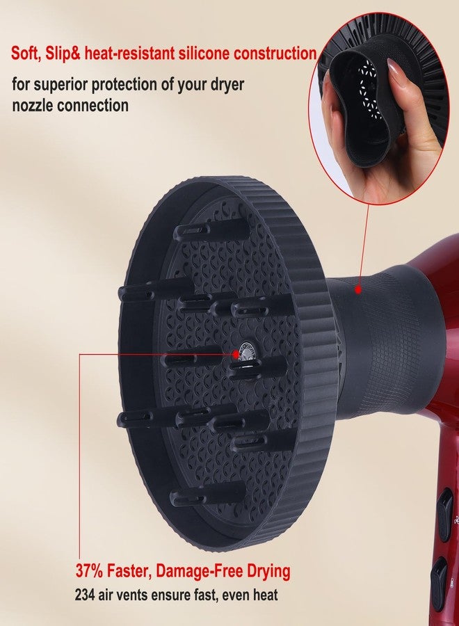 PERFEHAIR Hair Diffuser for Curly Hair, Professional Salon Frizz-Free Fast Blow Dry Diffuser Attachment with 1.57"-2" Nozzle, Black - Image 4