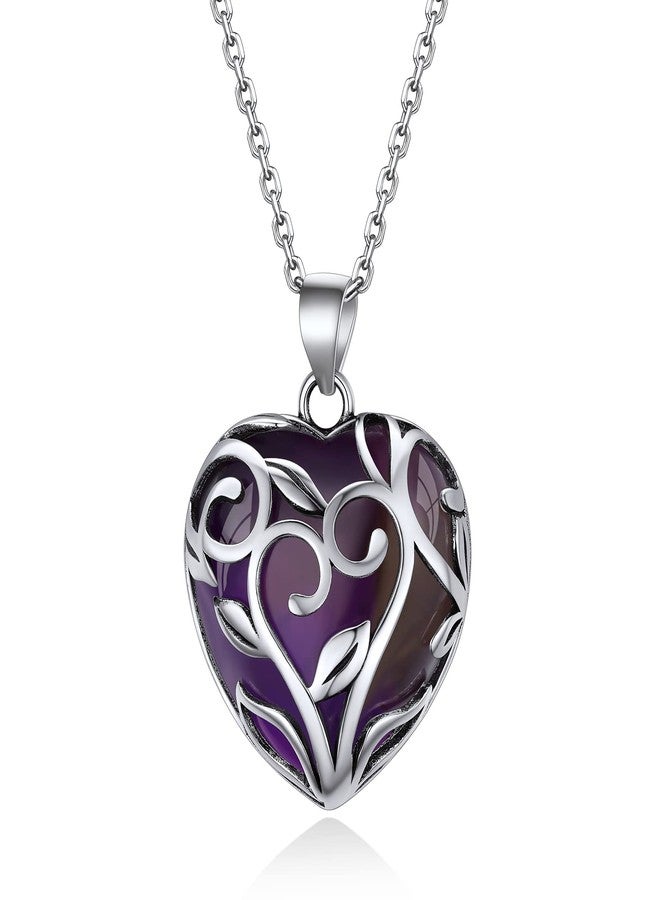 Bestyle Celtic Flower Knot Wrap Heart Nature Amethyst Necklace Healing Crystal Necklaces, February Birthstone Celtic Heart Pendant for Women Grils, Birthday Mother's Day Jewelry Gifts, Sterling - Image 1