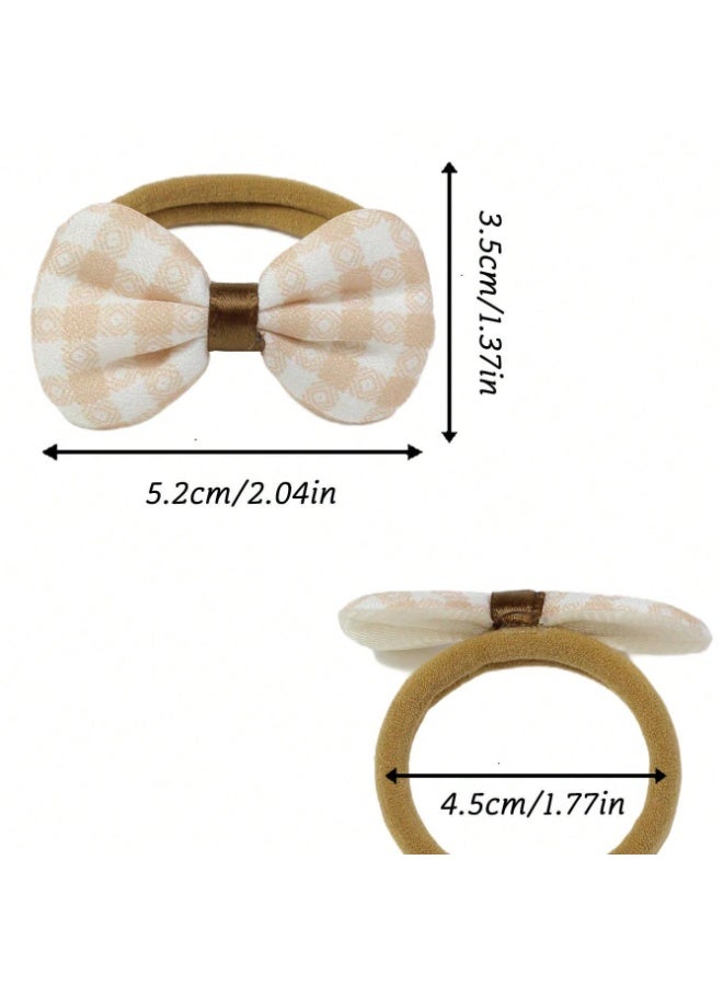 16 Pcs Pet Hair Bows Elastic Bands Set, Cute Coffee Color Floral & Bowknot Grooming Accessories for Cats and Dogs, Soft High Stretch No-Pull Hair Ties - Image 5