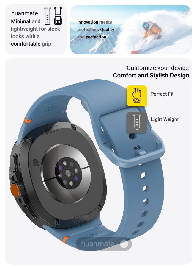huanmate Samsung Galaxy Watch 8 Classic 46mm Soft Silicone Replacement Strap - High Quality, Lightweight, Stylish & Durable - Easy Installation - Replacement Strap for Samsung Galaxy Watch 8 Classic 46mm - Image 3