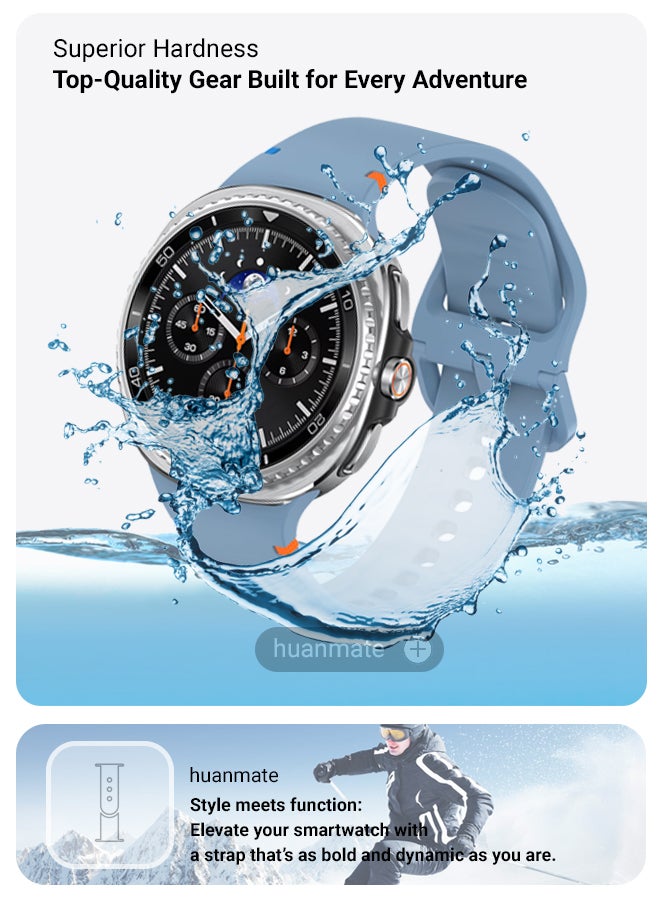 huanmate Samsung Galaxy Watch 8 Classic 46mm Soft Silicone Replacement Strap - High Quality, Lightweight, Stylish & Durable - Easy Installation - Replacement Strap for Samsung Galaxy Watch 8 Classic 46mm - Image 4