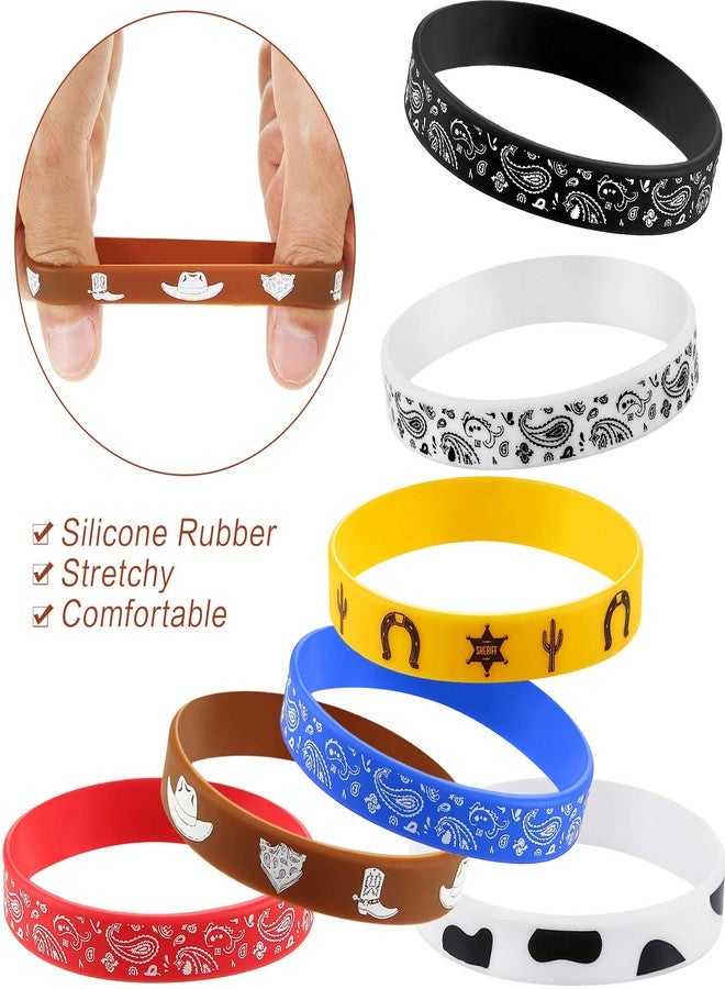 Gejoy 200 Pieces Western Party Bracelets Rubber Bracelets Silicone Stretch Wristbands for Western Themed Parties Birthday Parties - Image 4