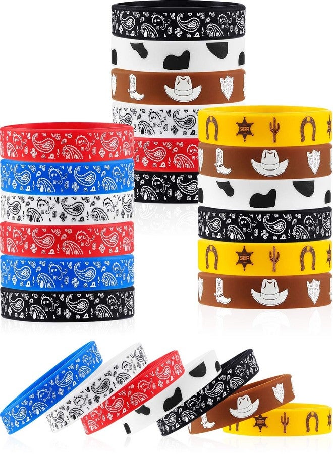 Gejoy 200 Pieces Western Party Bracelets Rubber Bracelets Silicone Stretch Wristbands for Western Themed Parties Birthday Parties - Image 2