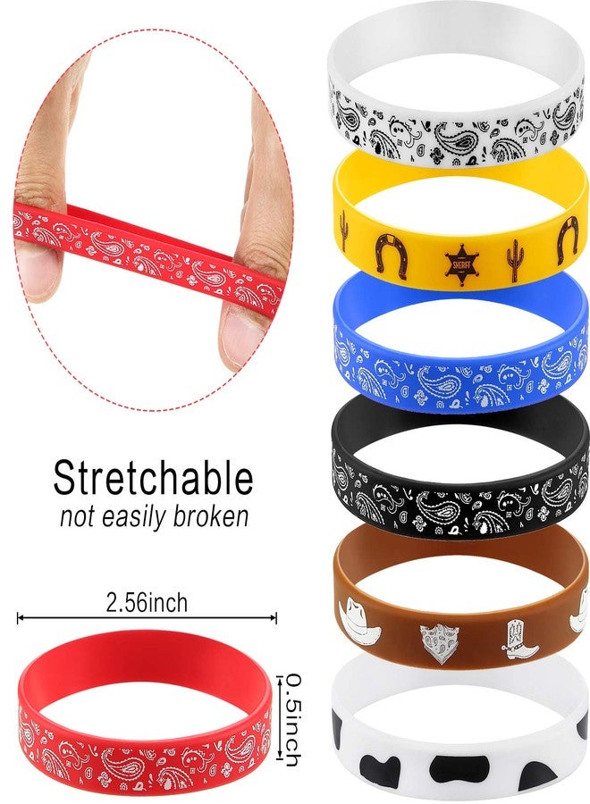 Gejoy 200 Pieces Western Party Bracelets Rubber Bracelets Silicone Stretch Wristbands for Western Themed Parties Birthday Parties - Image 3