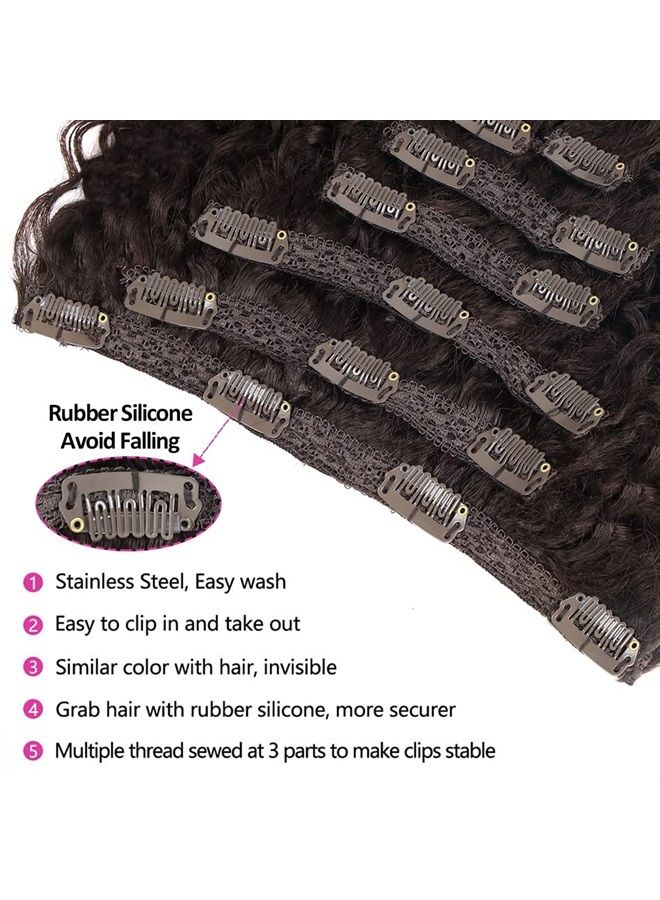 BHF 26 inch Kinky Curly Clip In Hair Extension, 140g Double Weft Full Head Heat Resistance Synthetic Hair Extension For Women 7pieces (#4-Curly) - Image 4