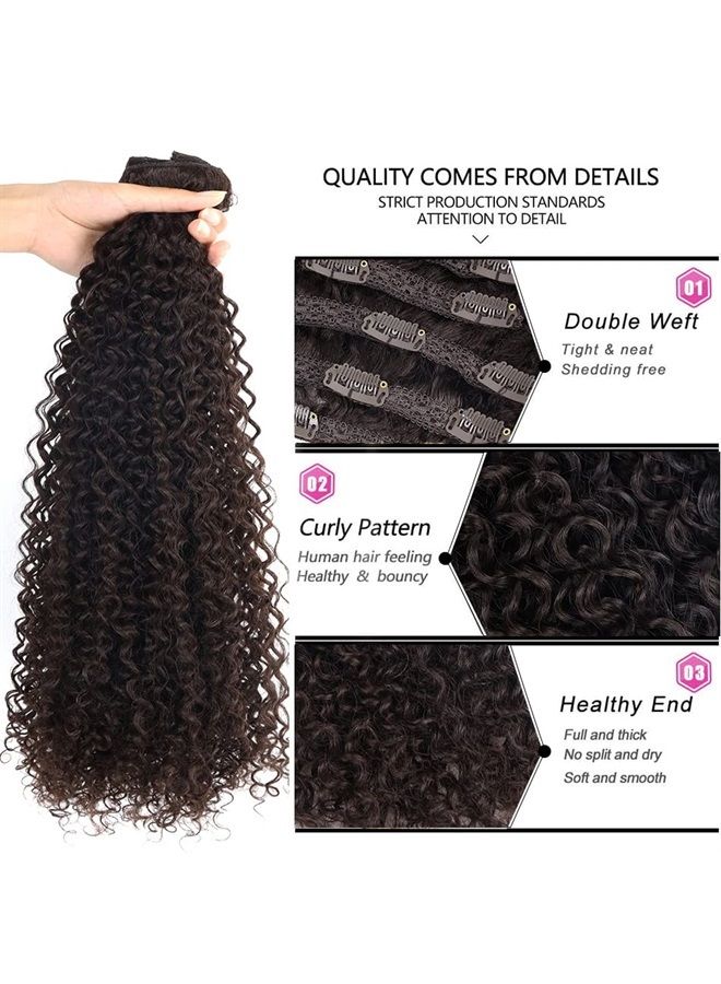 BHF 26 inch Kinky Curly Clip In Hair Extension, 140g Double Weft Full Head Heat Resistance Synthetic Hair Extension For Women 7pieces (#4-Curly) - Image 3