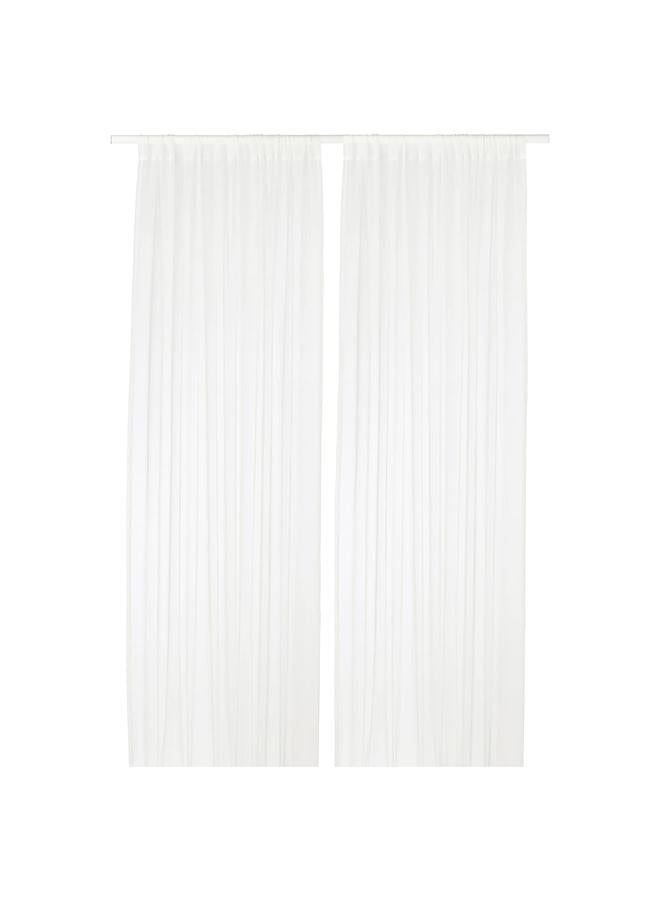 erorex Sheer Curtains, 1 Pair, White, 145X300 Cm - Image 1