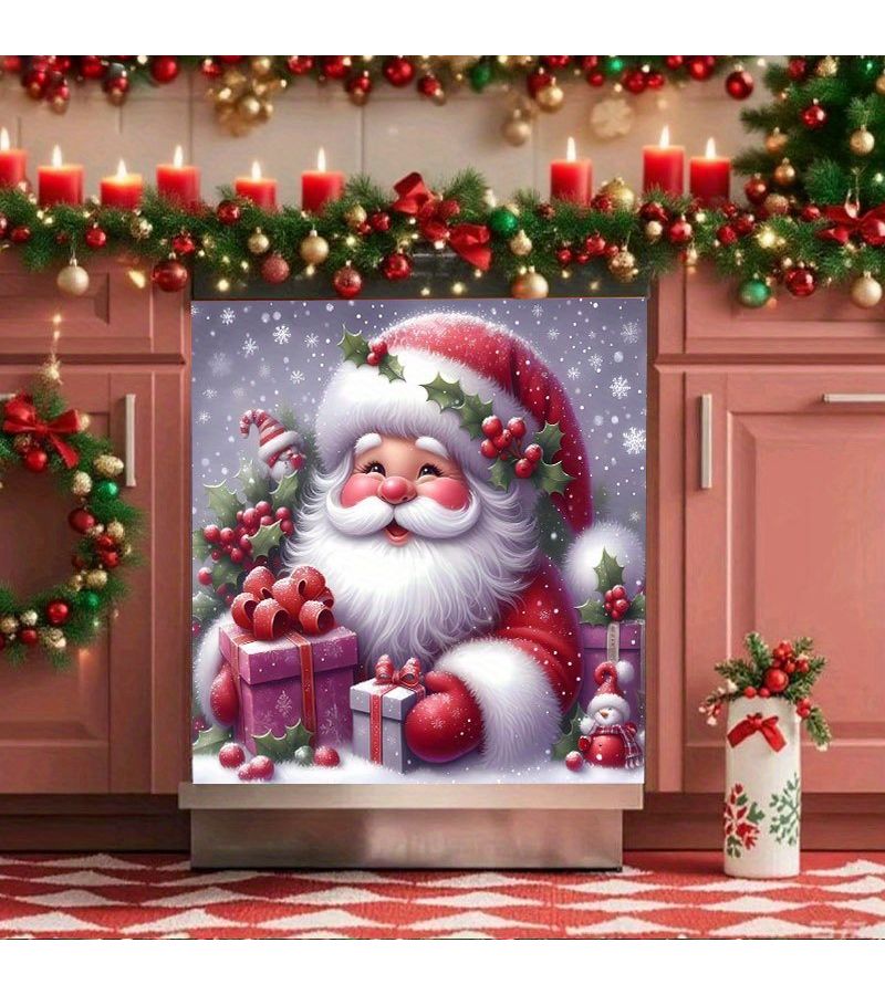 2D Flat Santa Claus Gift Magnet Christmas Themed Holiday Decoration For Dishwashers Washing Machines Refrigerators And Doors Suitable For Kitchen Office Bedroom - Image 1