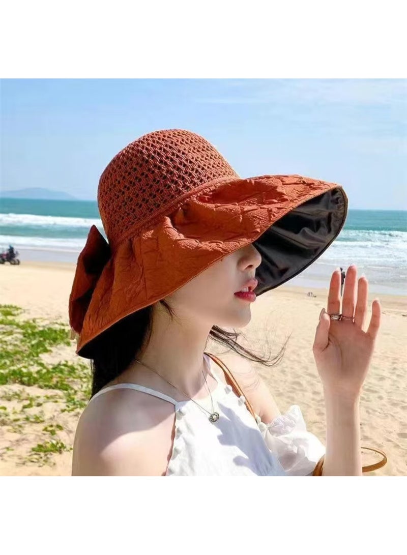 New Storage Bow Sunscreen Hat for Summer Sunshade, UV Protection, Outdoor Versatile, Large brimmed Fisherman's Hat  - Image 2