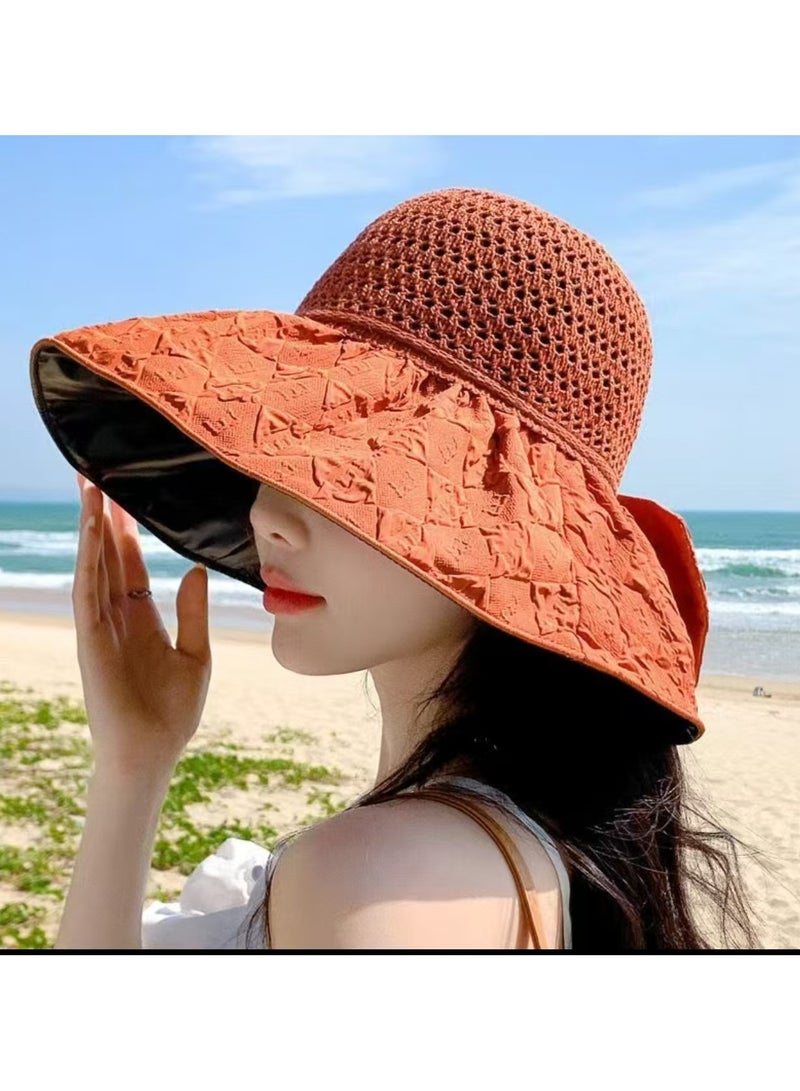 New Storage Bow Sunscreen Hat for Summer Sunshade, UV Protection, Outdoor Versatile, Large brimmed Fisherman's Hat  - Image 3