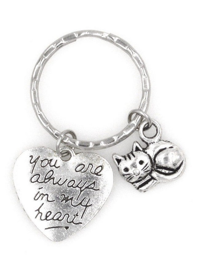 It's All About...You! You Are Always in My Heart Remembrance Bereavement Pet Memorial Sympathy Forever My Friend Gift Keepsake In Memory Reminder Blessed Missing You Loss of Loved One Feline Kitty Cat Keychain 107A - Image 2