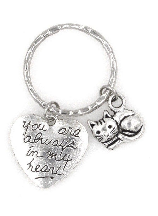 It's All About...You! You Are Always in My Heart Remembrance Bereavement Pet Memorial Sympathy Forever My Friend Gift Keepsake In Memory Reminder Blessed Missing You Loss of Loved One Feline Kitty Cat Keychain 107A - Image 1