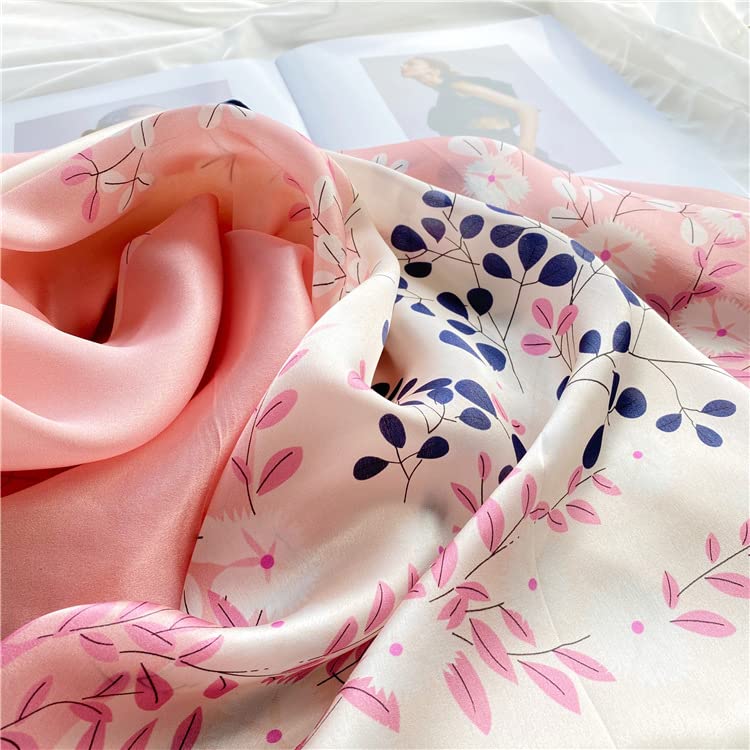MEISEE 100% Mulberry Silk Long Scarf for Women Large Oblong Sunscreen Shawls Wraps Neck Headscarf Hair Wraps with Gift Packed (Pink Flower-2) - Image 5
