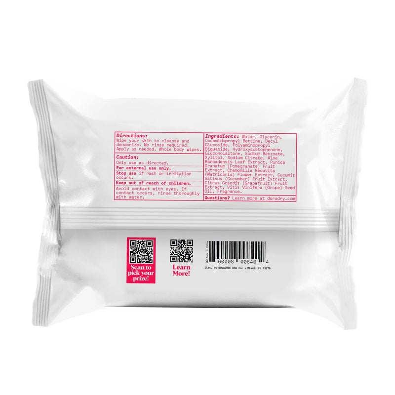 دورادراي مناديل مزيل العرق في الجسم بالكامل للرجال والنساء-مناديل الجسم لاستخدام التحكم في الرائحة لتطهير جلسات الصالة الرياضية أو بديل دش خالي - Image 2