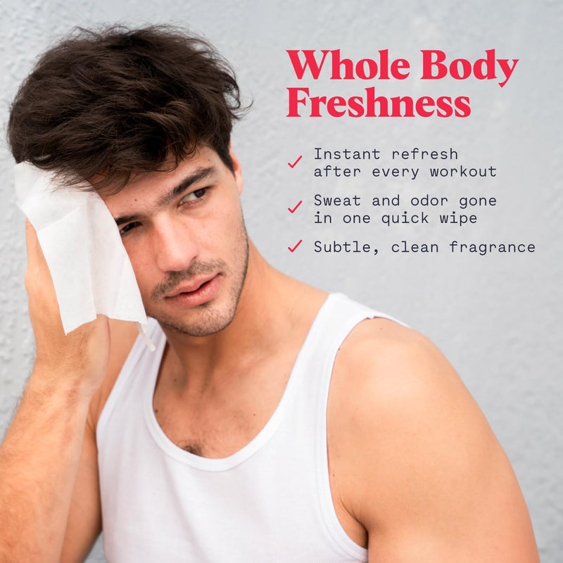 دورادراي مناديل مزيل العرق في الجسم بالكامل للرجال والنساء-مناديل الجسم لاستخدام التحكم في الرائحة لتطهير جلسات الصالة الرياضية أو بديل دش خالي - Image 3