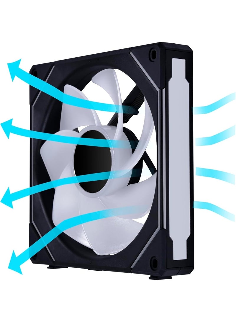 LIAN LI UNI FAN SL-Infinity Reverse 140mm ARGB PWM Case Fan, 1600RPM, 71.6CFM Airflow, 2.95mmH₂O Static Pressure, Infinity Mirror RGB, Fluid Dynamic Bearing, Modular Daisy-Chain, L-Connect 3 Compatible, Black | 14RSLIN1B - Image 5