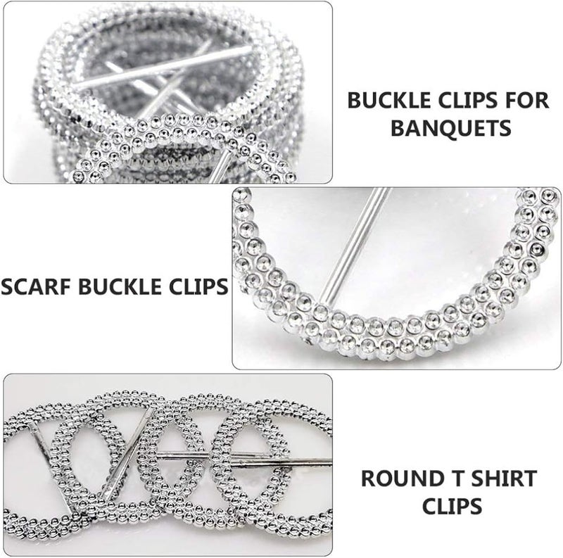 klarako 100 PCS Rhinestone Ribbon Slider Round Silver Crystal Rhinestone Buckle Clip Chair Sash Decorative Ribbon Slider Rhinestone Ribbon Buckle Clip for Wedding Celebration Banquet Invitation - Image 2