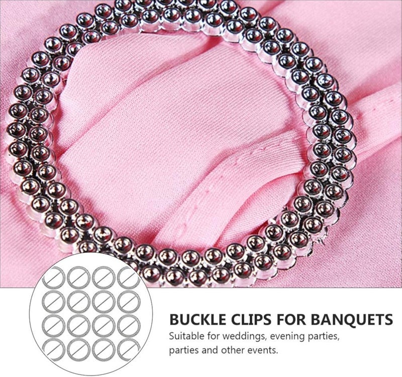 klarako 100 PCS Rhinestone Ribbon Slider Round Silver Crystal Rhinestone Buckle Clip Chair Sash Decorative Ribbon Slider Rhinestone Ribbon Buckle Clip for Wedding Celebration Banquet Invitation - Image 3