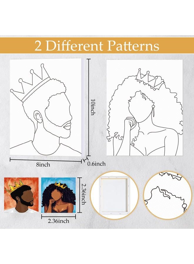 Dinifee 2 Pack Pre Drawn Canvas for Painting Sip and Paint Kit for Couple 8" x 10" Stretched Pre Printed Canvas Couples Date Night Art Party Adults Valentine Wedding Gift(Queen and King) - Image 3