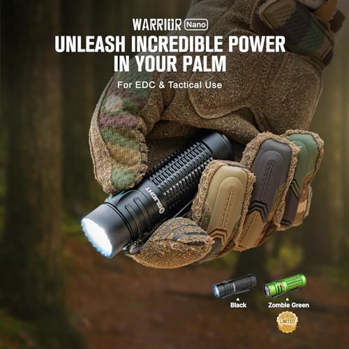 OLIGHT Warrior Nano Tactical Flashlight, 1200 Lumens Rechargeable LED Light with MCC Charger, Dual Switches EDC Light for Emergency, Outdoors and Camping (Black) - Image 2