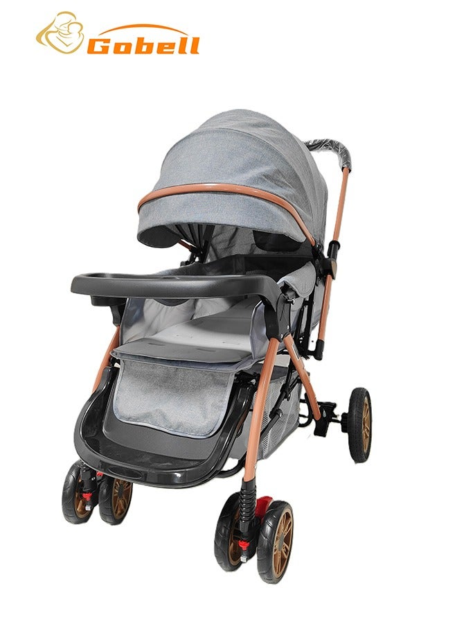Gobell Luxury Foldable Sitting And Lying Big Wheel Shock Absorption Baby Single Stroller - Image 2
