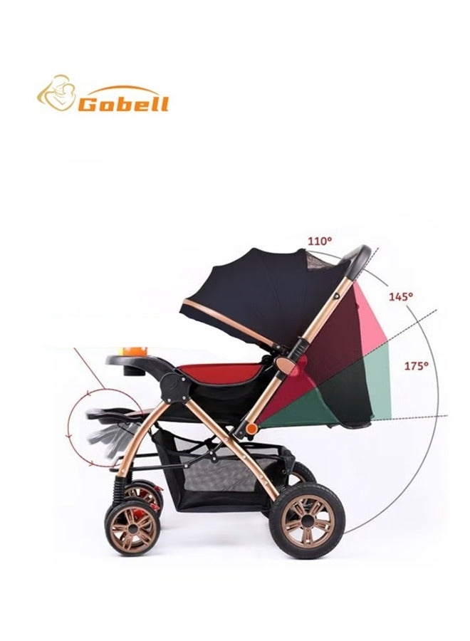Gobell Luxury Foldable Sitting And Lying Big Wheel Shock Absorption Baby Single Stroller - Image 5
