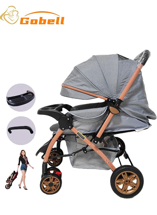 Gobell Luxury Foldable Sitting And Lying Big Wheel Shock Absorption Baby Single Stroller - Image 1