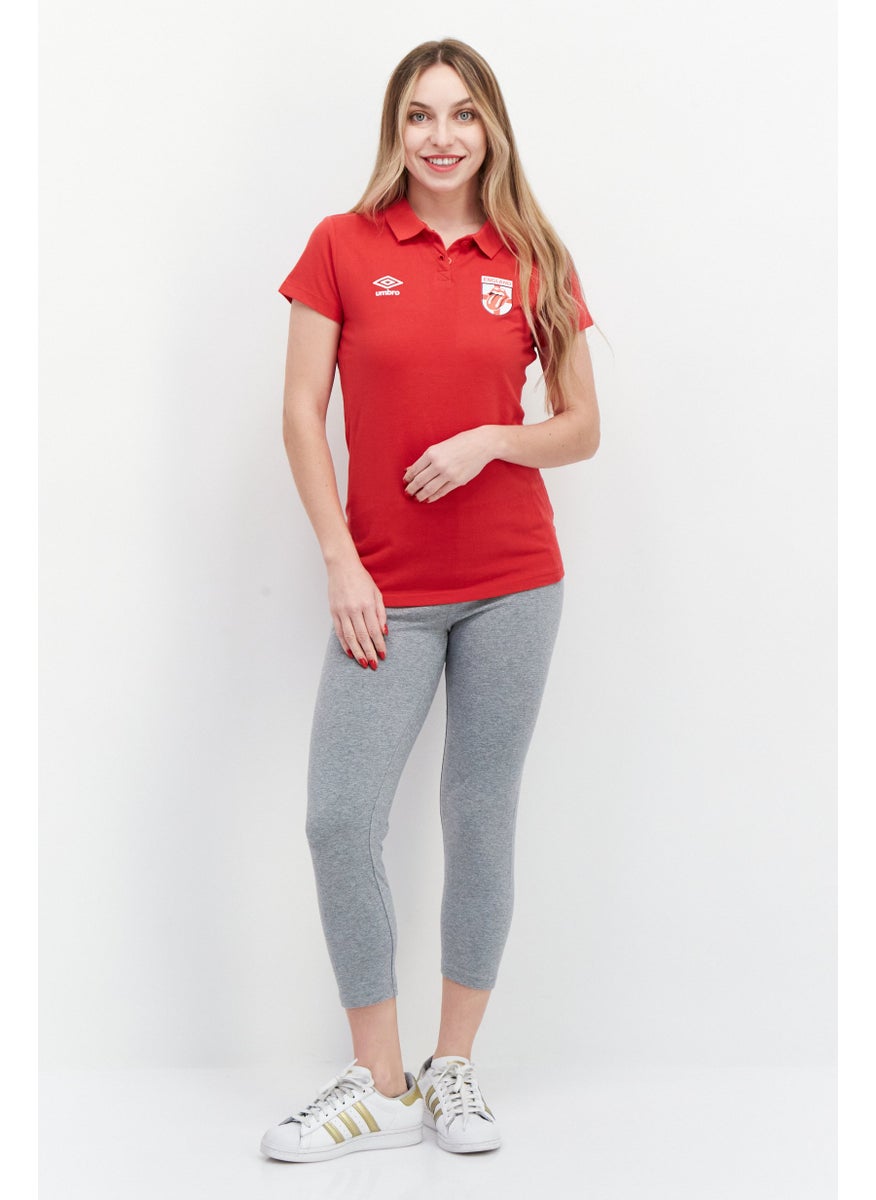 umbro Women Sportswear Fit Short Sleeve Training Polo Shirt , Red  - Image 2