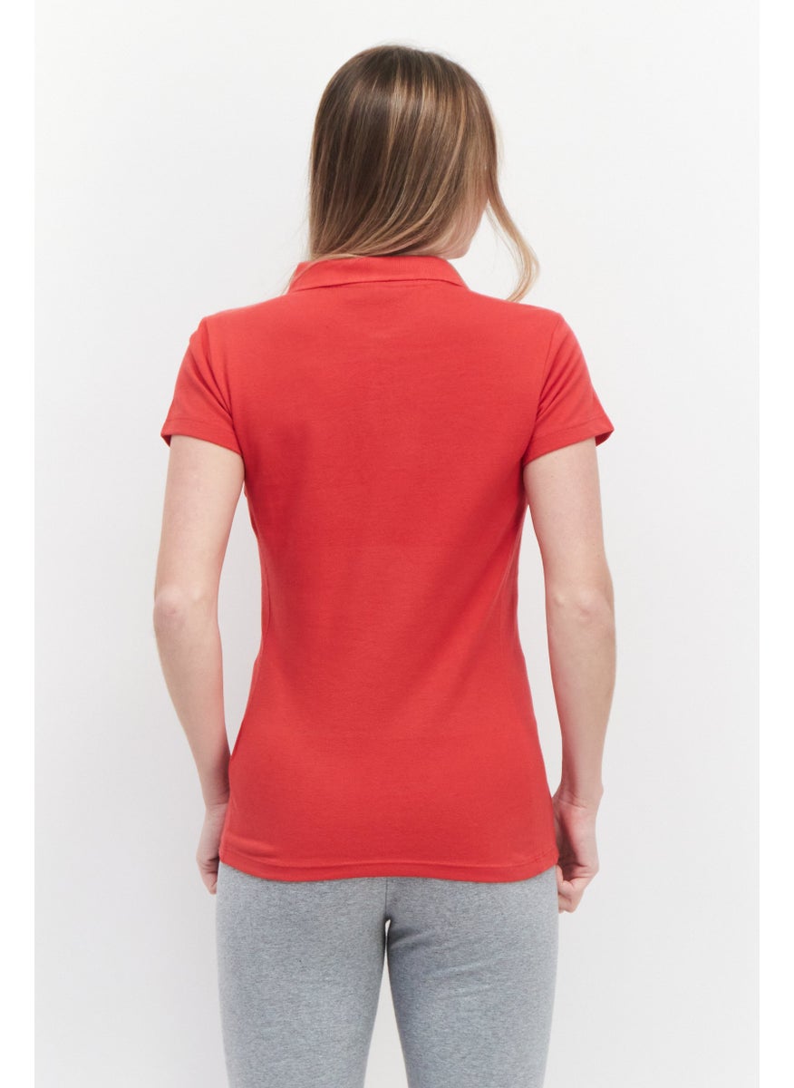 umbro Women Sportswear Fit Short Sleeve Training Polo Shirt , Red  - Image 3