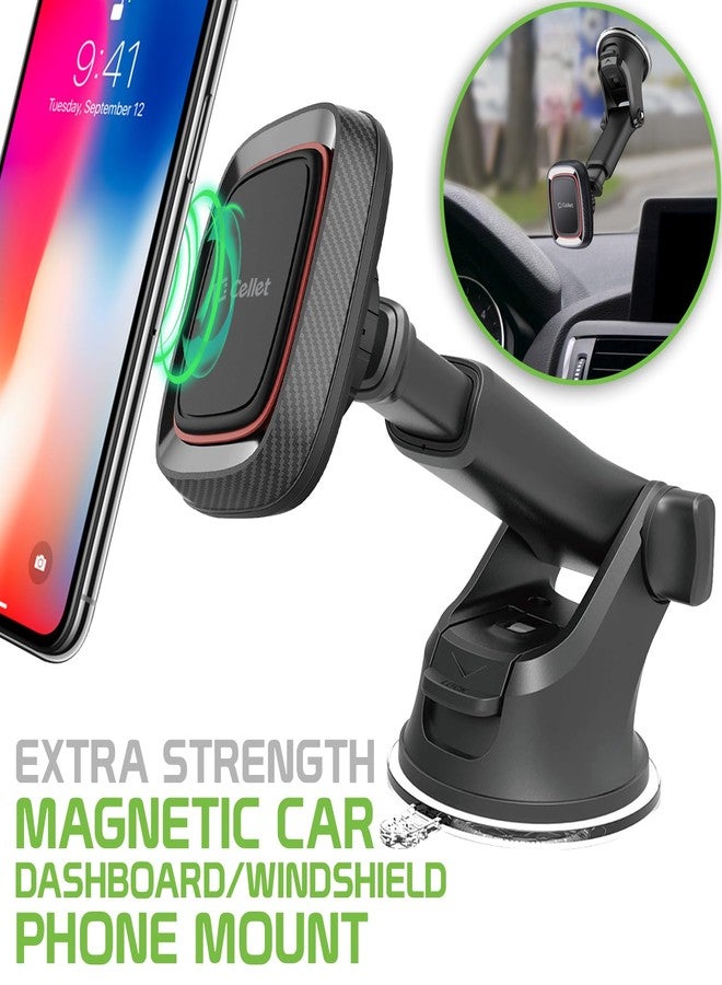 Cellet Magnetic Car Phone Mount, Dashboard & Windshield, Suction Cup Car Phone Holder, Telescopic Long-Arm Compatible with iPhone Samsung Galaxy Google Pixel Moto - Image 2