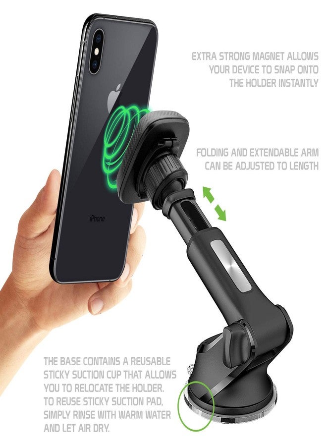 Cellet Magnetic Car Phone Mount, Dashboard & Windshield, Suction Cup Car Phone Holder, Telescopic Long-Arm Compatible with iPhone Samsung Galaxy Google Pixel Moto - Image 5