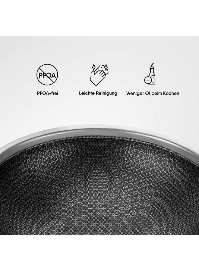 Stahl قدر ستال ثلاثي غير لاصق مع غطاء | قدر ستانلس ستيل مع قاعدة تحريض | قدر ثلاثي مقاوم للخدش | هجين 6328، قطر 28 سم، 4.4 لتر (يكفي 8 أشخاص) - Image 5