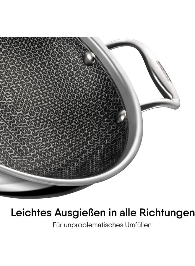 Stahl قدر ستال ثلاثي غير لاصق مع غطاء | قدر ستانلس ستيل مع قاعدة تحريض | قدر ثلاثي مقاوم للخدش | هجين 6328، قطر 28 سم، 4.4 لتر (يكفي 8 أشخاص) - Image 3