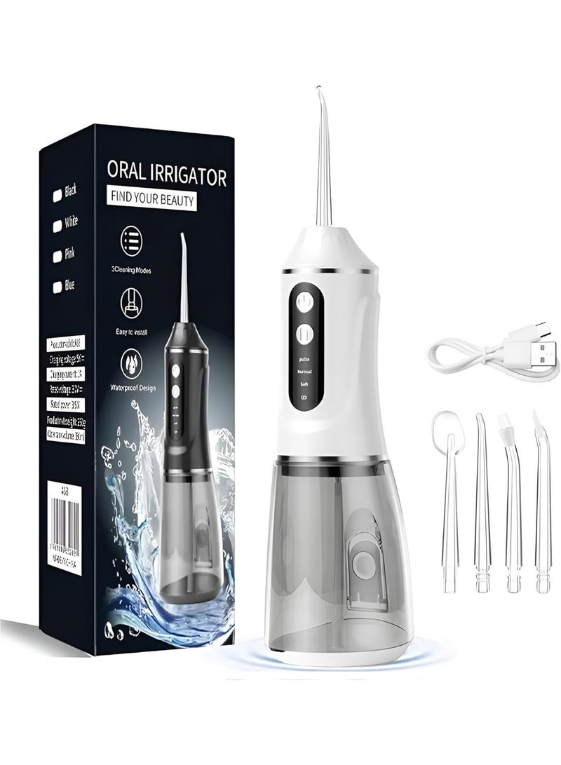 Oral 380ml Cordless Portable Oral Irrigator in CLASSIC WHITE | IPX7 Waterproof Water Flosser with 4 Jet Tips, 3 Cleaning Modes & Type-C Fast Charging - Image 1
