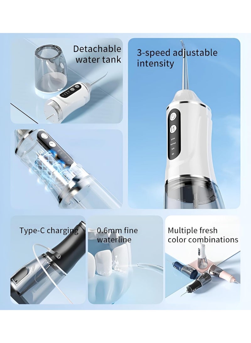 Oral 380ml Cordless Portable Oral Irrigator in CLASSIC WHITE | IPX7 Waterproof Water Flosser with 4 Jet Tips, 3 Cleaning Modes & Type-C Fast Charging - Image 3