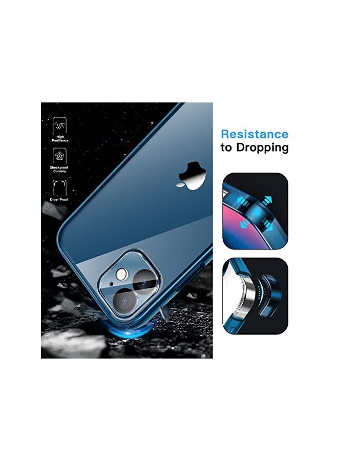 Jetech 3 In 1 Case For Iphone 12 6.1-Inch, With 2-Pack Screen Protector And 2-Pack Camera Lens Protector, Full Coverage Tempered Glass Film, Shockproof Bumper Phone Cover (Navy) - Image 3