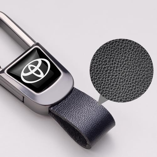 BFIVEANTE leather car keychain set for Toyota, Corolla, RAV4, Highlander men and women family present keychain key ring lanyard accessories (black) - Image 3